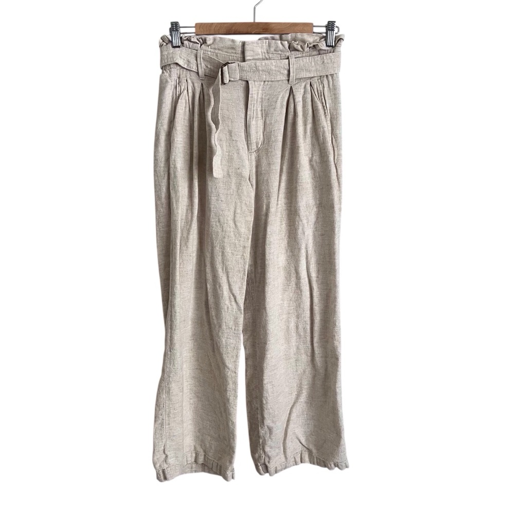 Banana Republic Wide Leg Pant Linen Blend Coastal Neutral Flax Beige Color Sz 2